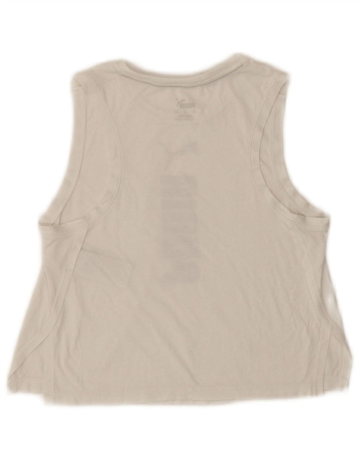 Puma Womens Crop Grafisk Vest Top UK 6 XS Hvid Polyester