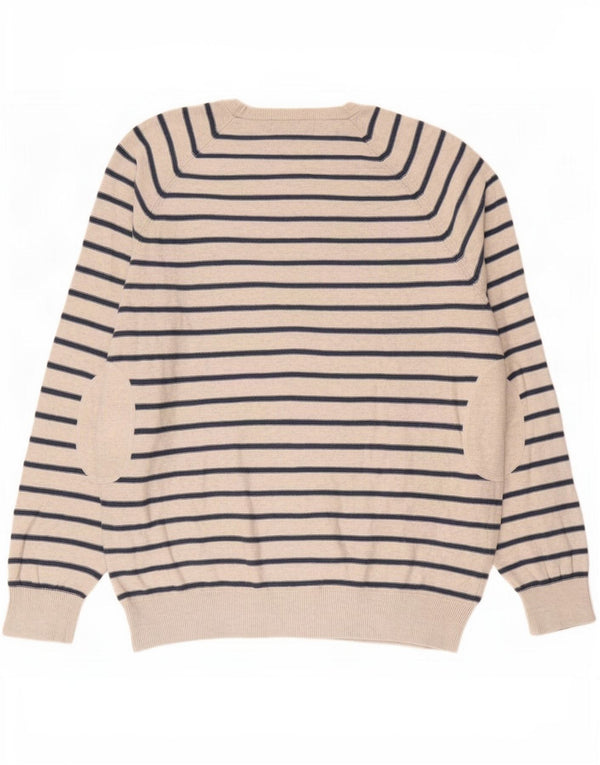 Marks & Spencer Herre Boat Neck Jumper Sweater Stor Grå Stribet