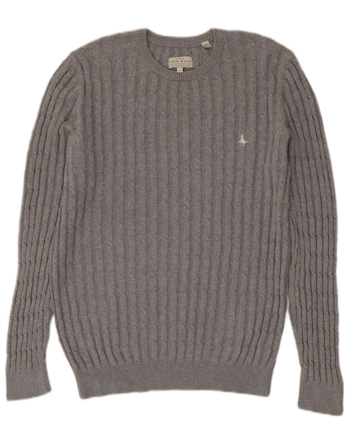 Jack Wills Herre Crew Neck Jumper Sweater Medium Grå Bomuld