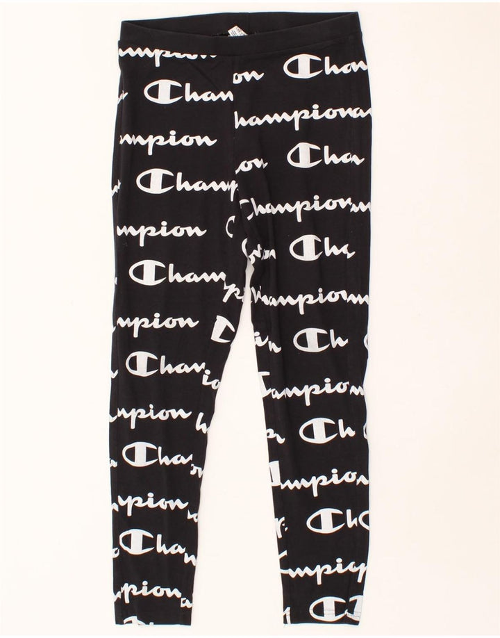 CHAMPION Womens Graphic Leggings UK 14 Medium  Black Cotton Vintage Champion and Second-Hand Champion from Messina Hembry 