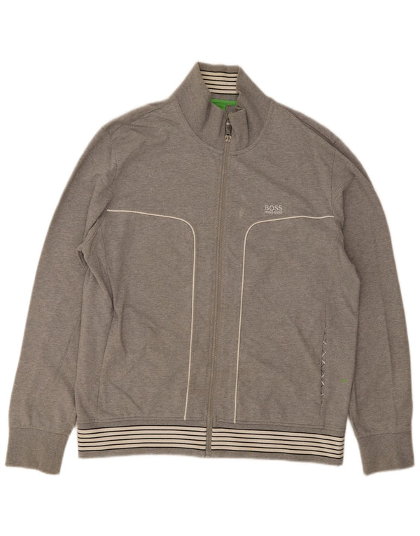 Hugo Boss Mens Tracksuit Top Jacket Large Grey Cotton
