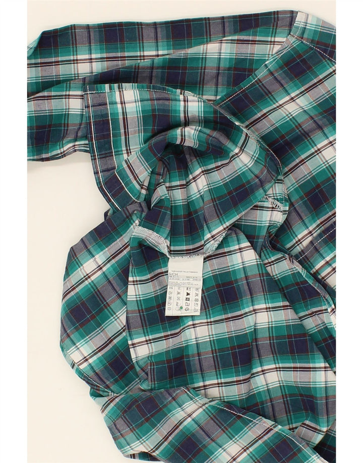 BENETTON Mens Shirt Small Green Check Cotton Vintage Benetton and Second-Hand Benetton from Messina Hembry 