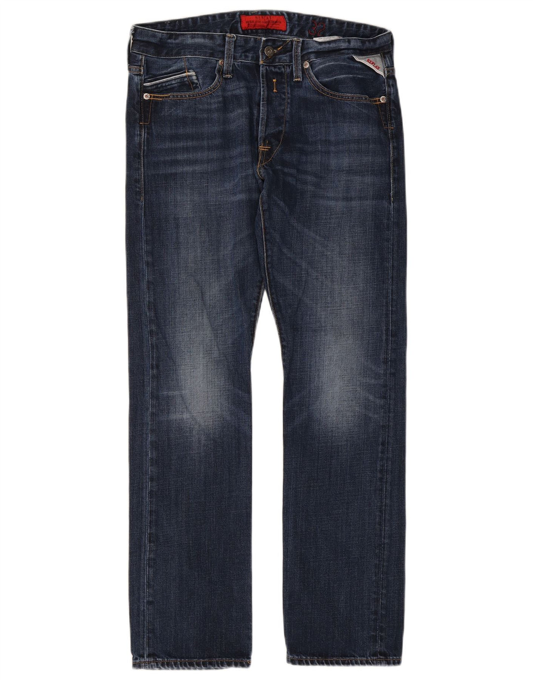 Replay Straight Jeans til mænd W32 L32 Marineblå Bomuld