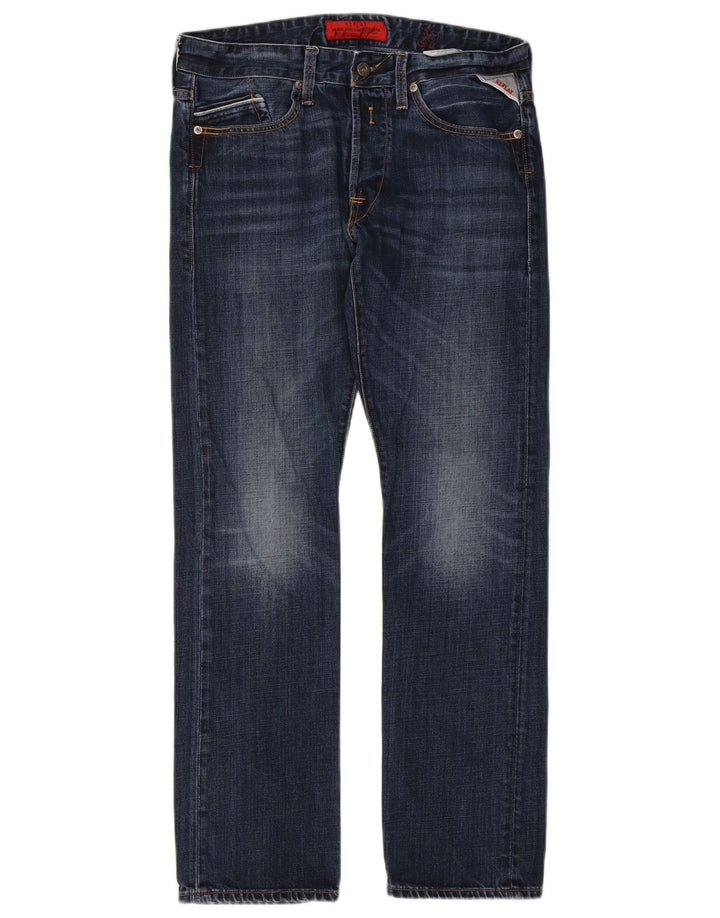 Replay Straight Jeans til mænd W32 L32 Marineblå Bomuld