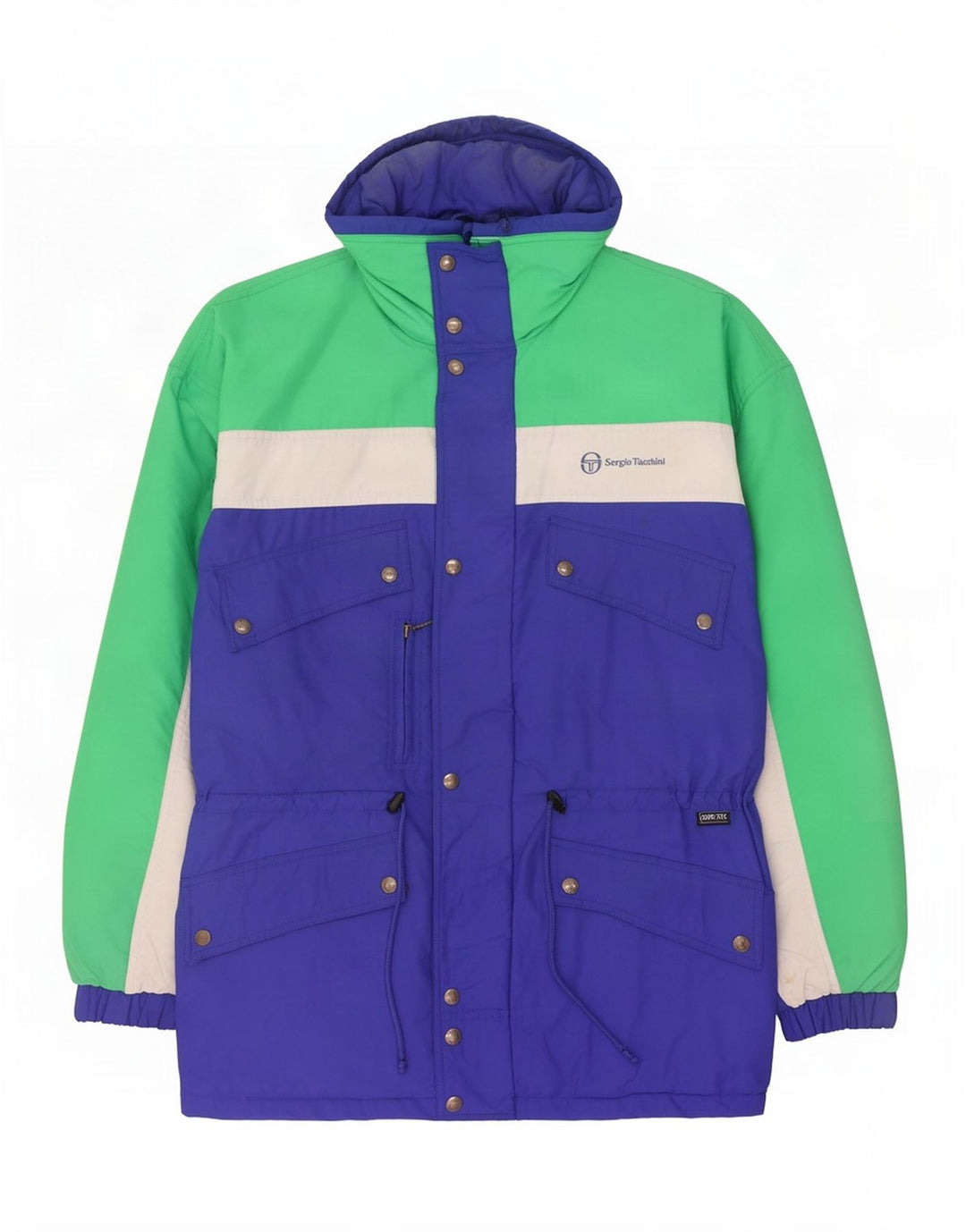 Sergio Tacchini Herre Hætte Skijakke IT 54 2XL Blå Colourblock Polyamid