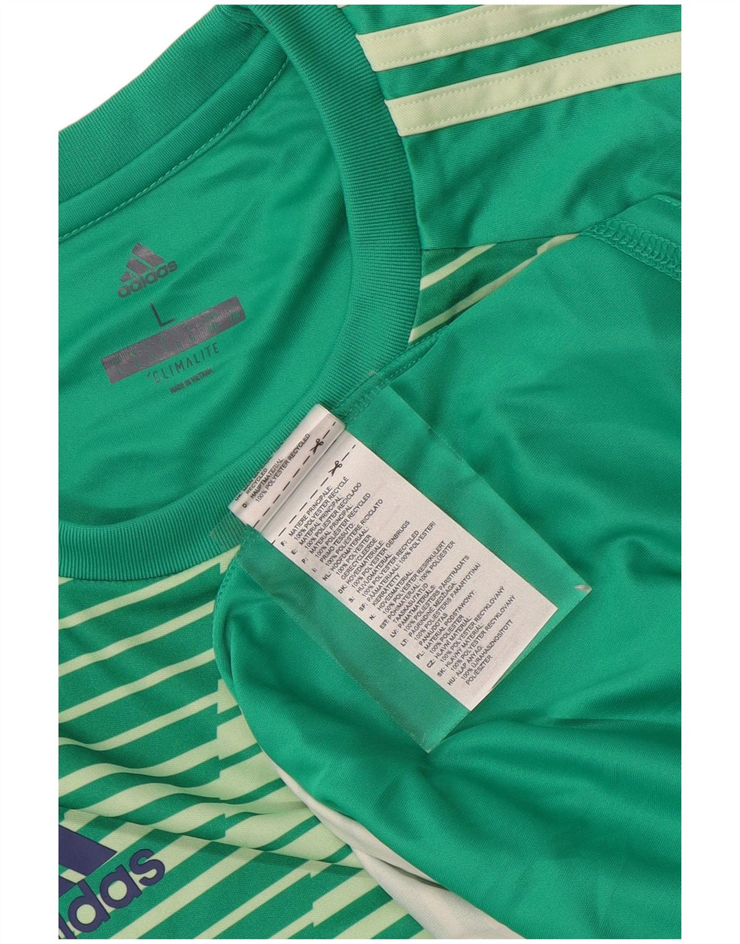 ADIDAS Herre Climalite T-Shirt Top Stor Grøn Stribet Polyester