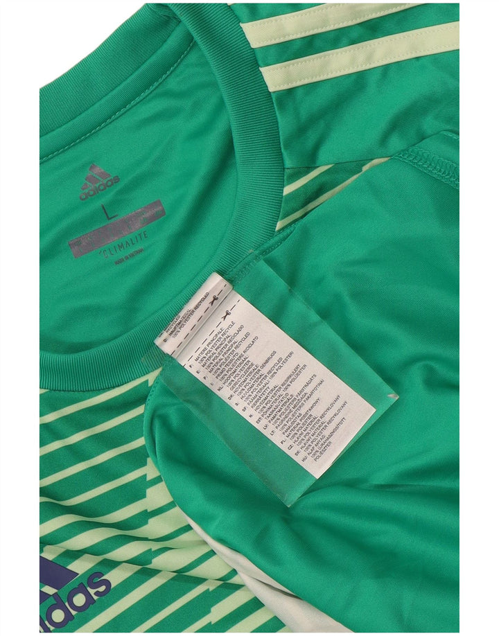 ADIDAS Herre Climalite T-Shirt Top Stor Grøn Stribet Polyester