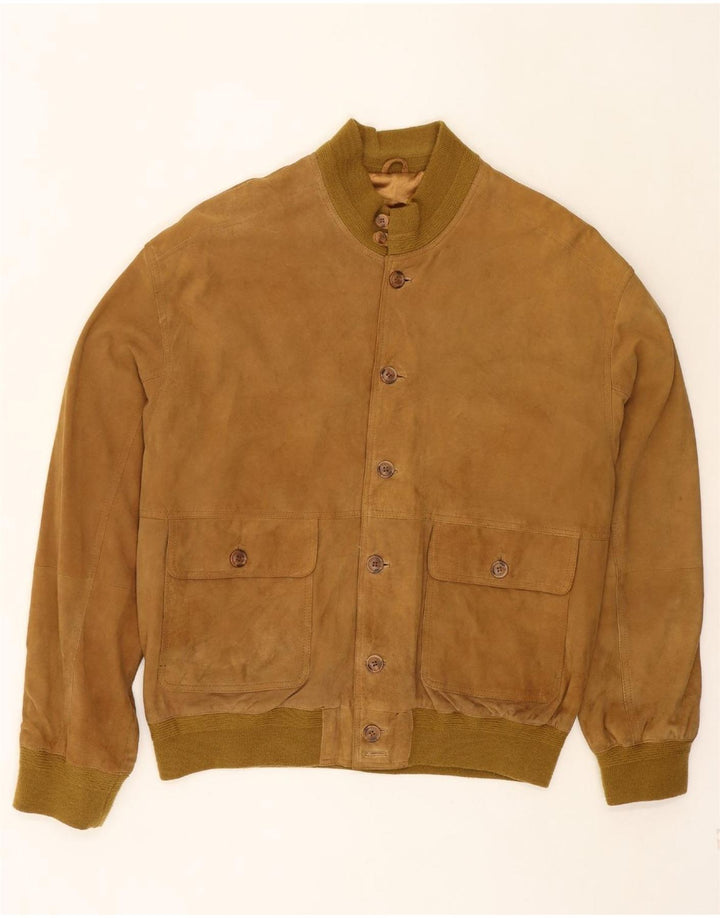 JAMES DILLON Mens Suede Bomber Jacket UK 42  XL Brown Leather Vintage James Dillon and Second-Hand James Dillon from Messina Hembry 