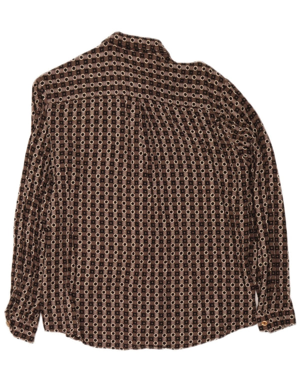 Vintage drengeskjorte 15-16 år XL Brun Geometrisk