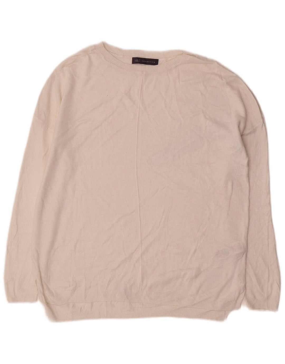 Marks & Spencer Dame Boat Neck Jumper Sweater UK 14 Medium Off White