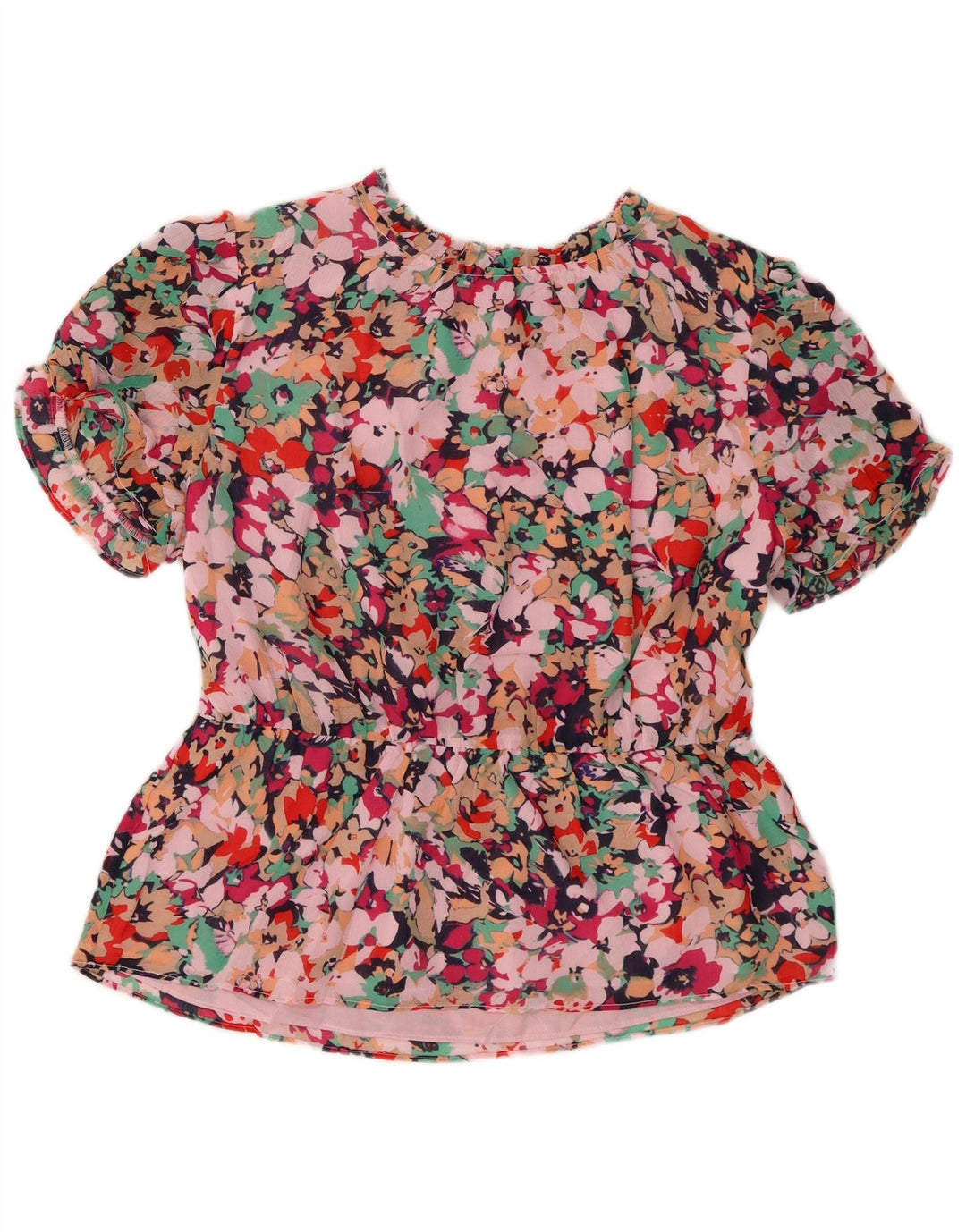 J. CREW Damebluse Top UK 14 Medium Pink Floral Polyester