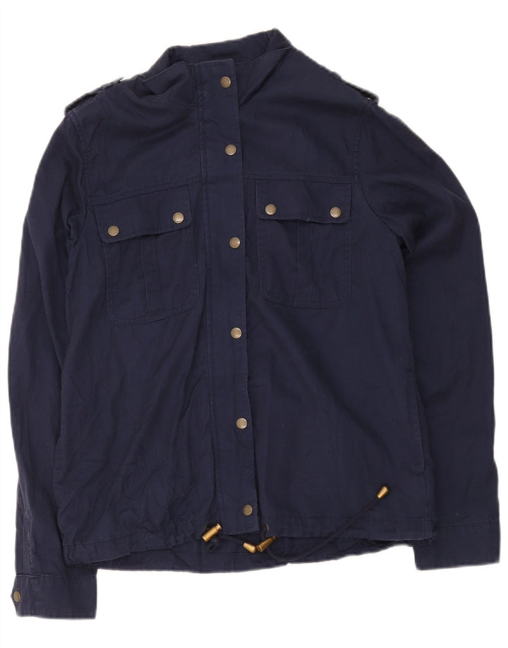Fat Face Womens Military Utility Jacket UK 10 Small Navy Blue Lyocell