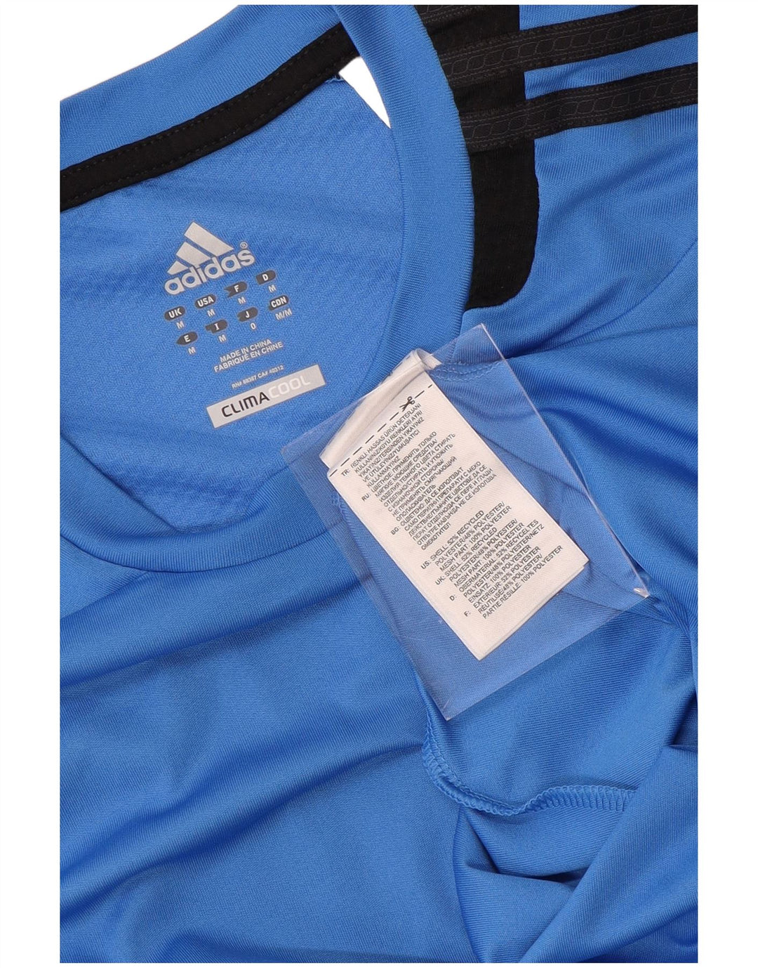 ADIDAS Herre Climacool T-Shirt Top Medium Blue Colourblock Polyester