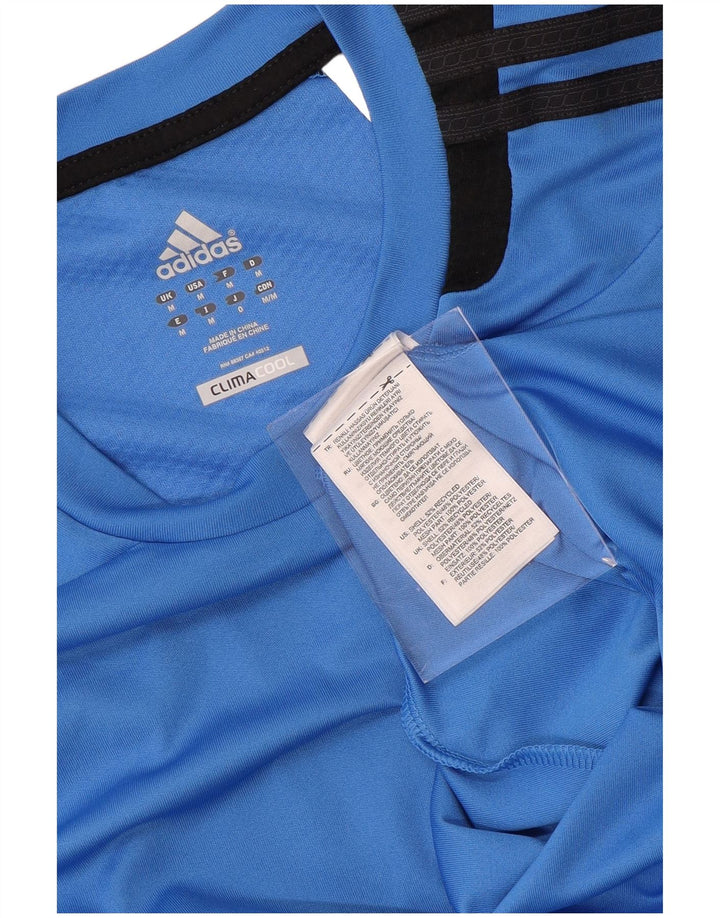 ADIDAS Herre Climacool T-Shirt Top Medium Blue Colourblock Polyester