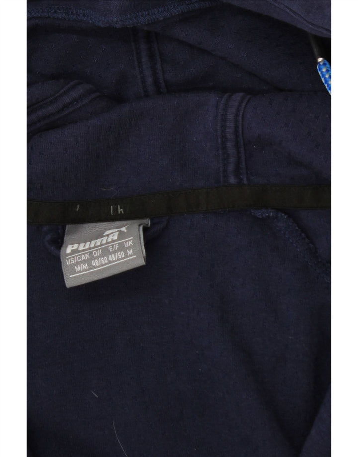 PUMA Mens Graphic Zip Hoodie Sweater Medium Navy Blue Vintage Puma and Second-Hand Puma from Messina Hembry 