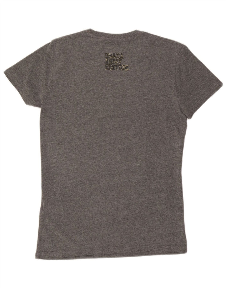 SUPERDRY Herre Osaka Grafisk T-Shirt Top Lille grå Flecked Bomuld