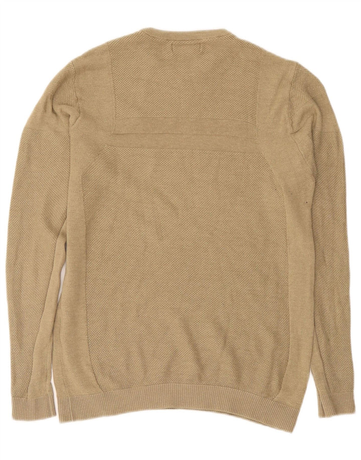 Zara Herre Crew Neck Jumper Sweater Medium Khaki Akryl