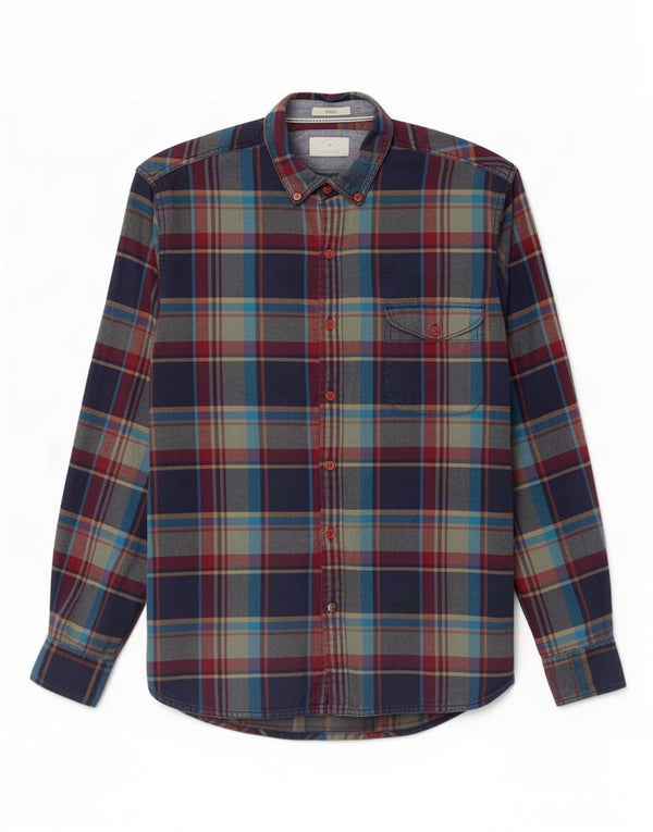 White Stuff Herre Flanell Shirt Medium Navyblå Plaid Bomuld