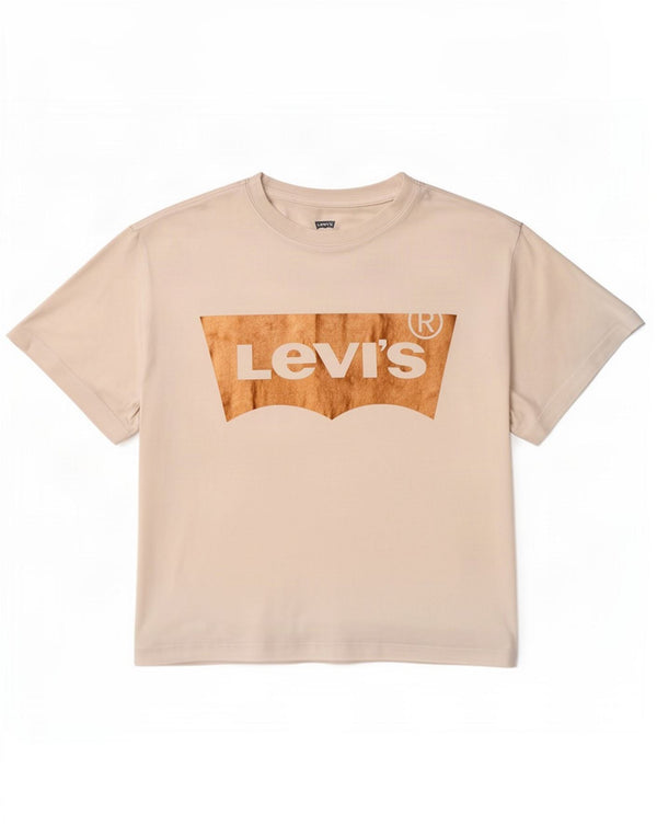 Levi's Womens Crop Oversized grafisk T-shirt top UK 6 XS hvid bomuld