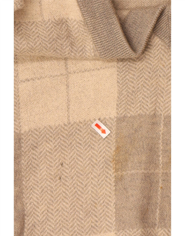 VALENTINO Herre V-hals sweater XL Grå Patchwork Uld