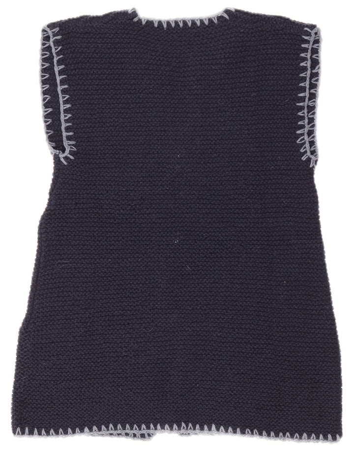 Vintage ærmeløs cardigan sweater til kvinder UK 12 Medium Navy Blue