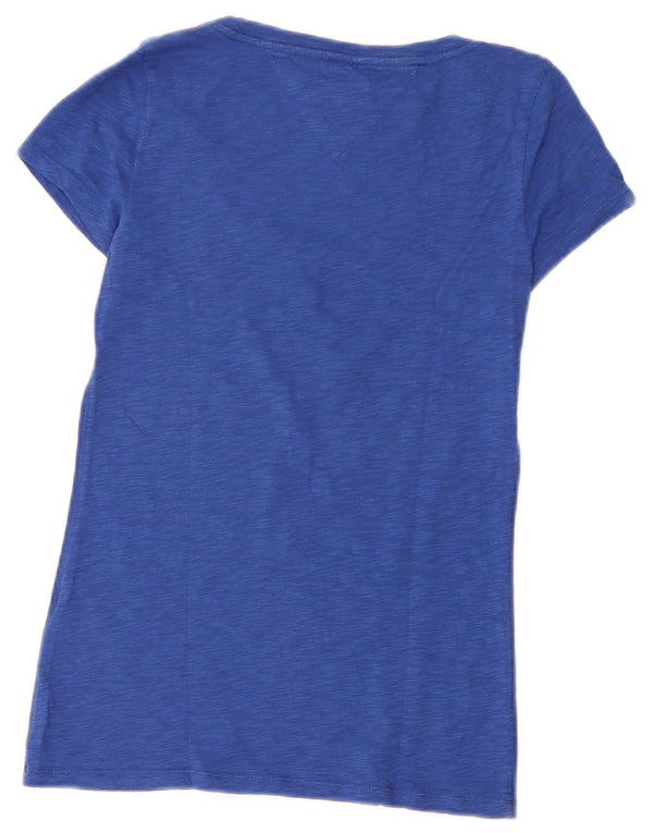 Tommy Hilfiger Dame T-Shirt Top UK 8 Small Blue Flecked Bomuld