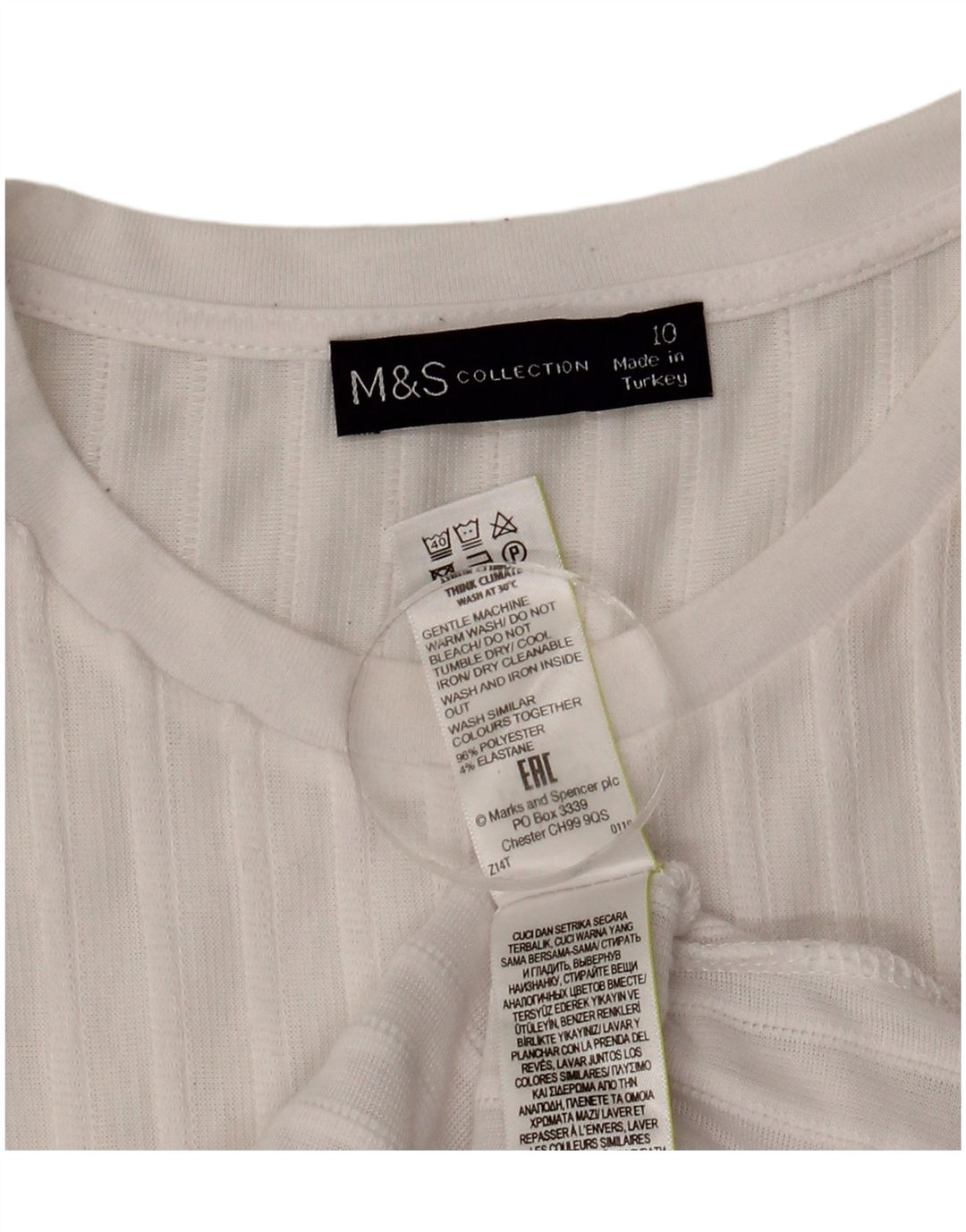 Marks & Spencer Dame Oversized Top Langærmet UK 10 Small White