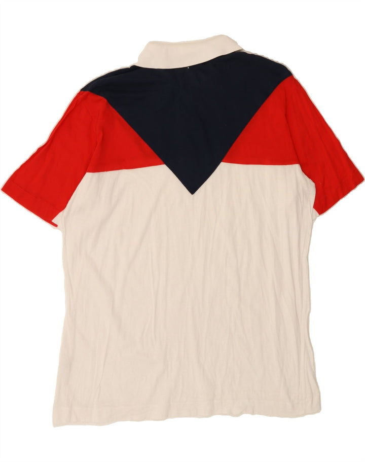 FILA Mens Polo Shirt IT 50 Medium White Colourblock Cotton Vintage Fila and Second-Hand Fila from Messina Hembry 