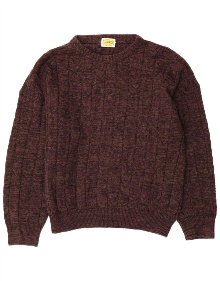 Vintage Herre Boat Neck Jumper Sweater Stor Brun Uld