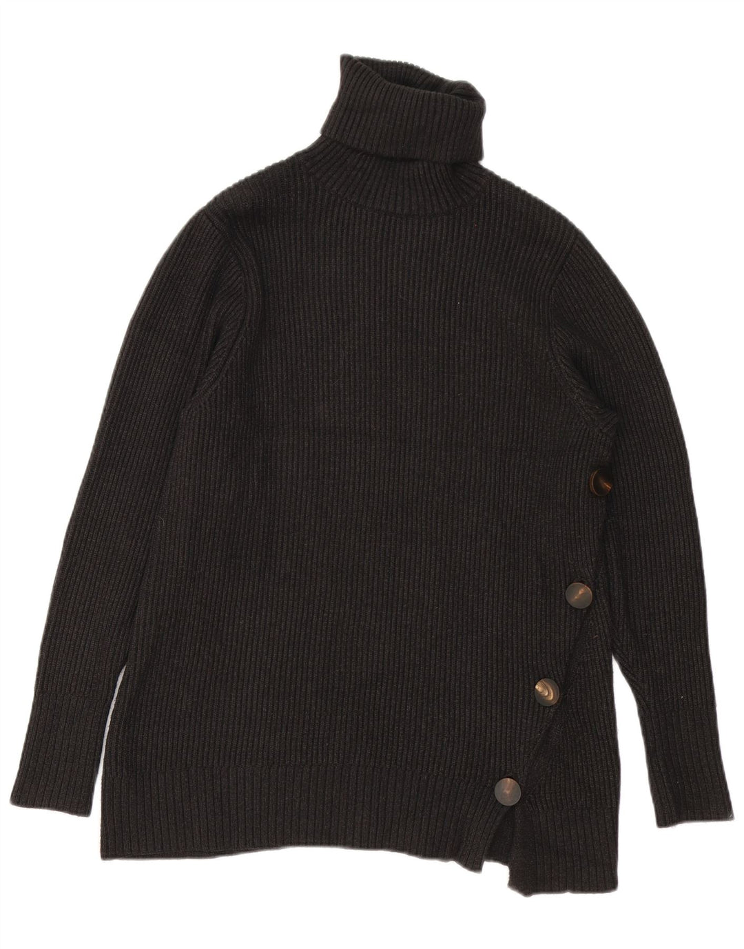 Zara Dame Roll Neck Jumper Sweater UK 10 Small Black Viscose