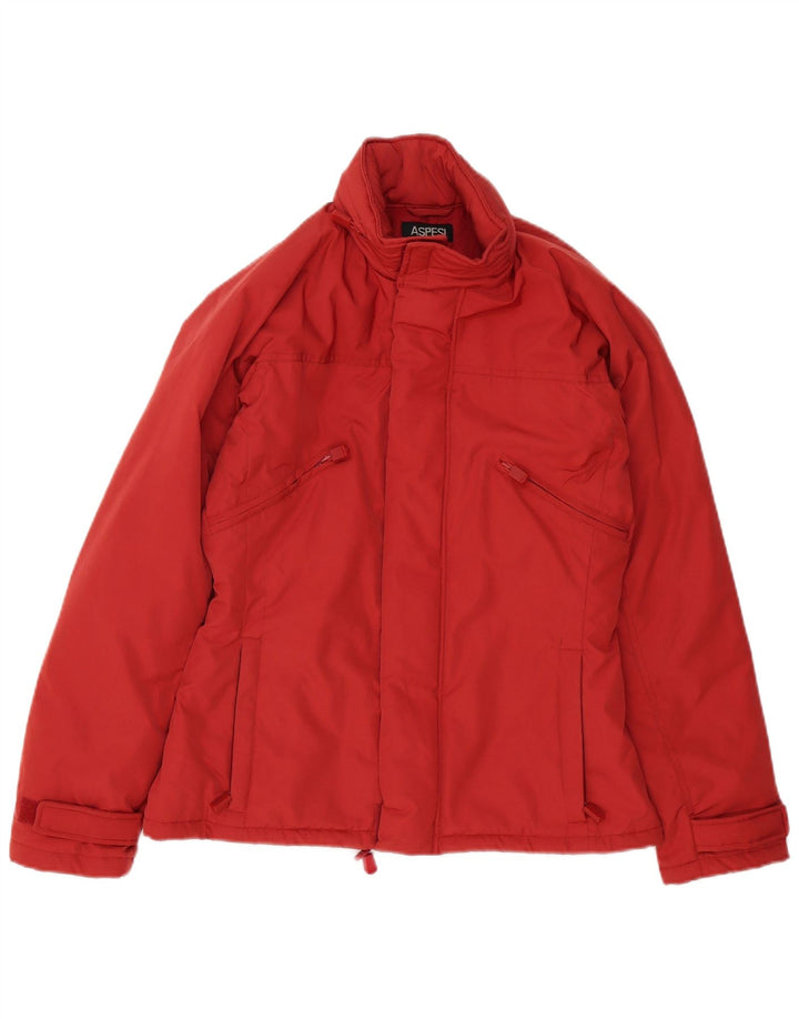 Aspesi Dame Polstret Jakke UK 14 Medium Rød Polyester