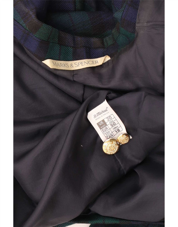 Marks & Spencer Herre Double Breasted Blazer Jacket UK 44 2XL Grøn ternet