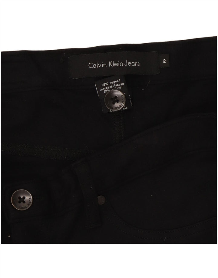 CALVIN KLEIN Dame Slim Casual Bukser US 12 Large W30 L31 Black Rayon