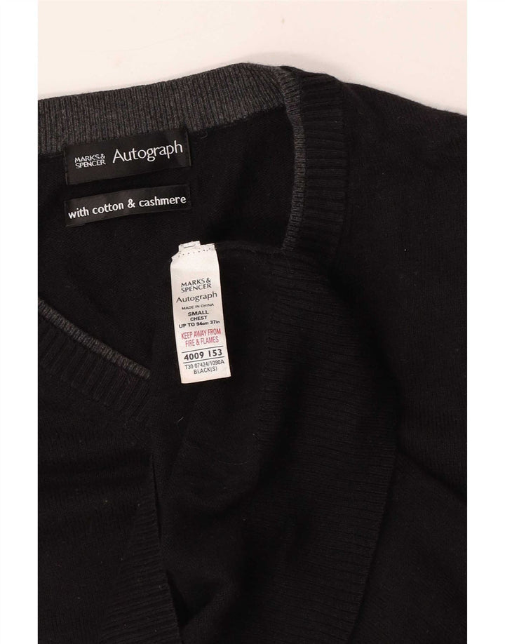 Marks & Spencer Herre Autograph V-hals sweater lille sort bomuld
