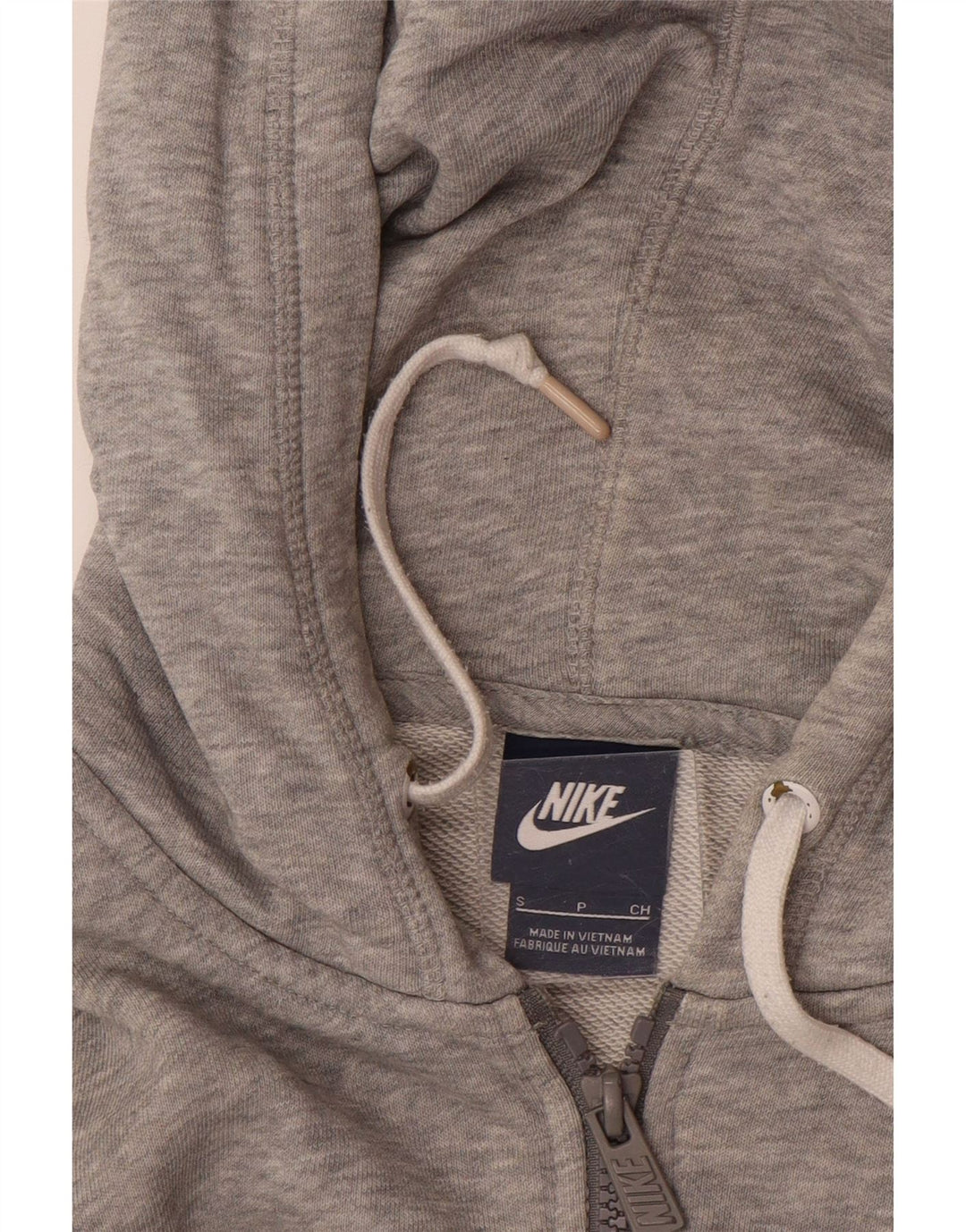 NIKE Mens Zip Hoodie Sweater Small Grey Cotton