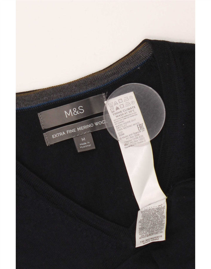 Marks & Spencer Herre V-hals sweater Medium Marineblå Merinould