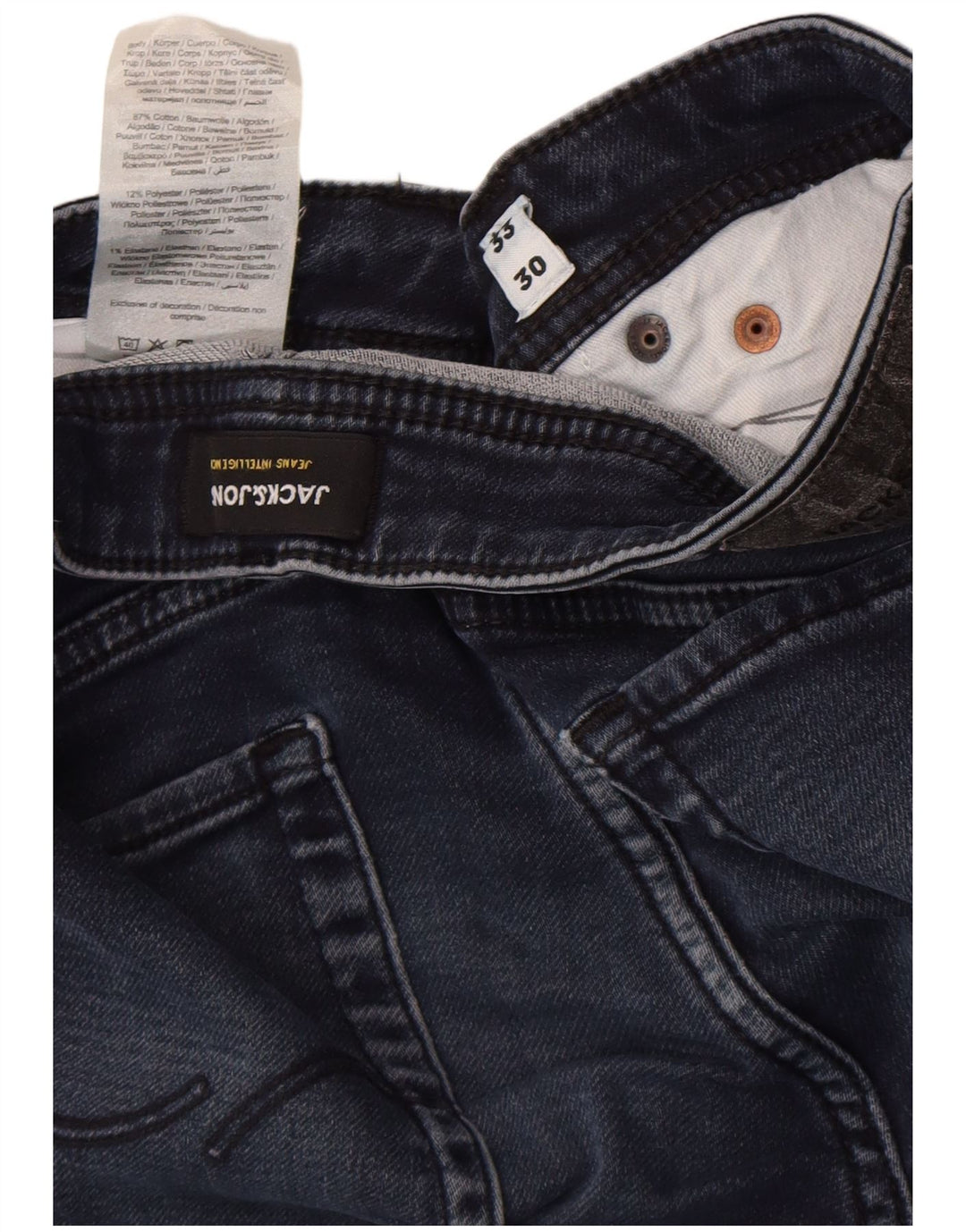 Jack & Jones Herre GLENN Slim Jeans W33 L30 Blå Bomuld