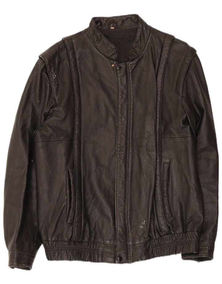 Vintage herre læderjakke IT 52 XL Sort
