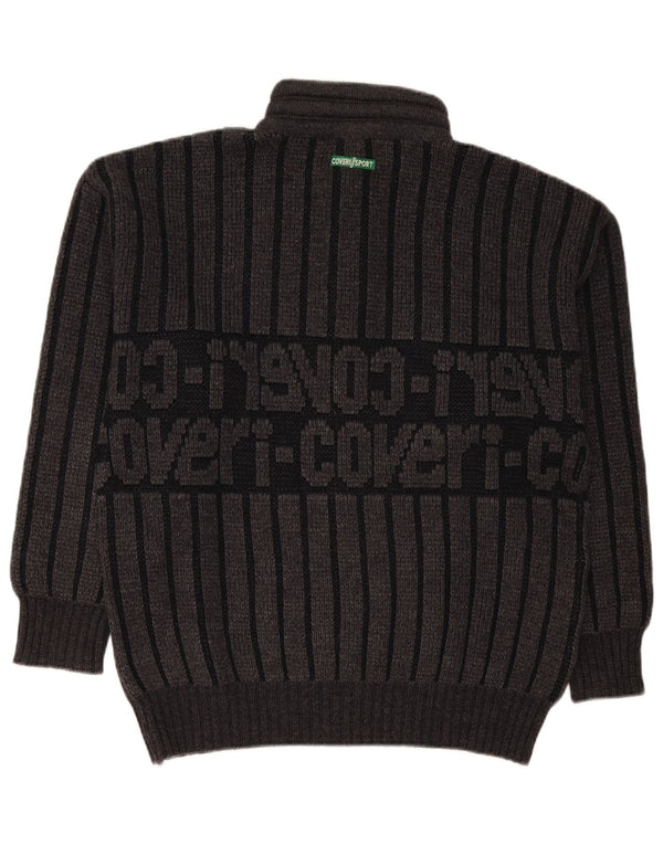 Enrico Coveri Herre Button Neck Jumper Sweater IT 50 Medium Grå Stribet