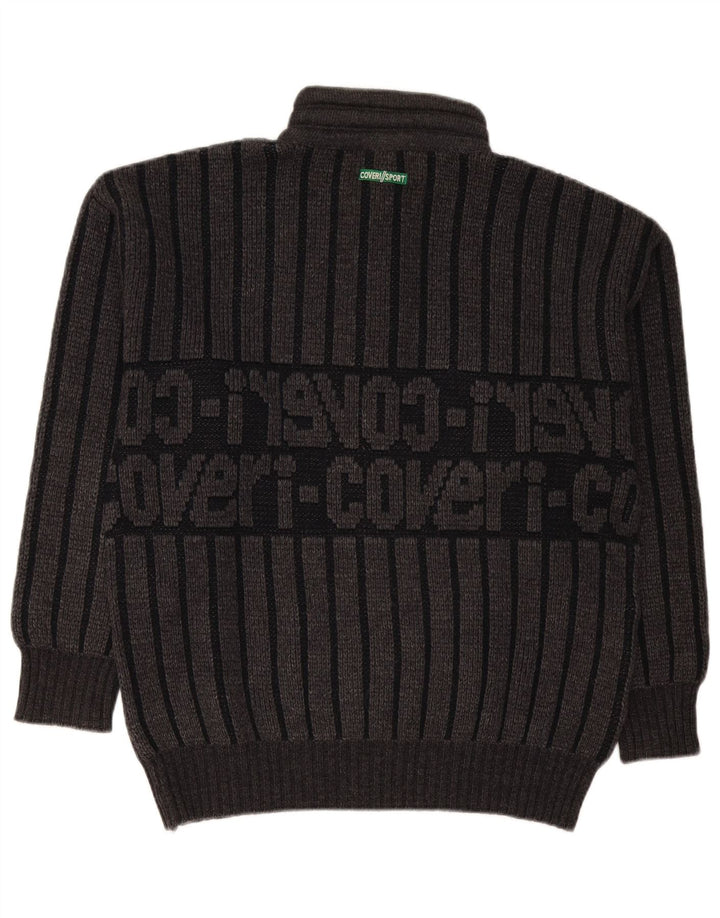 Enrico Coveri Herre Button Neck Jumper Sweater IT 50 Medium Grå Stribet