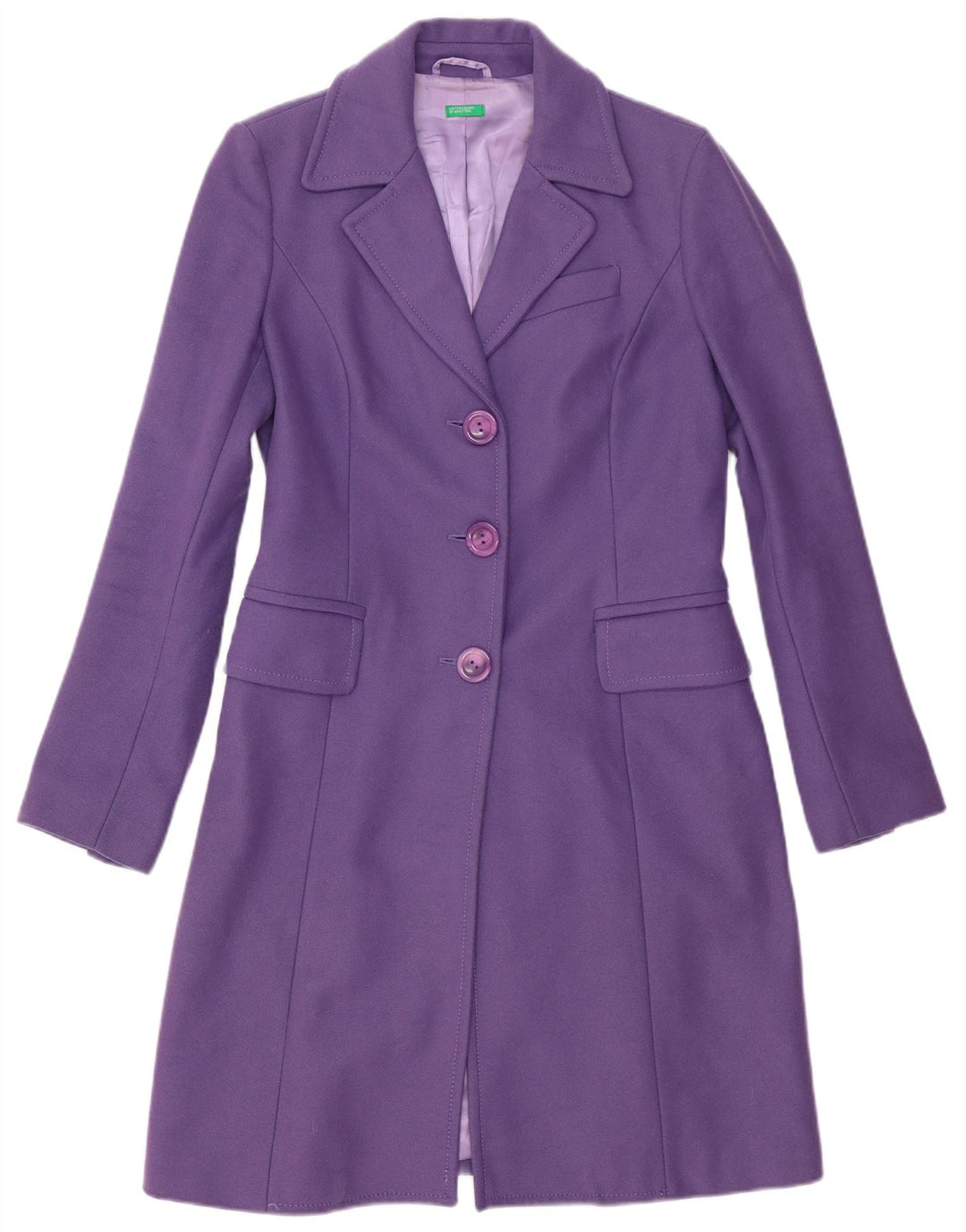 Benetton Dame 3 Button Longline Blazer Jacket UK 12 Medium Purple