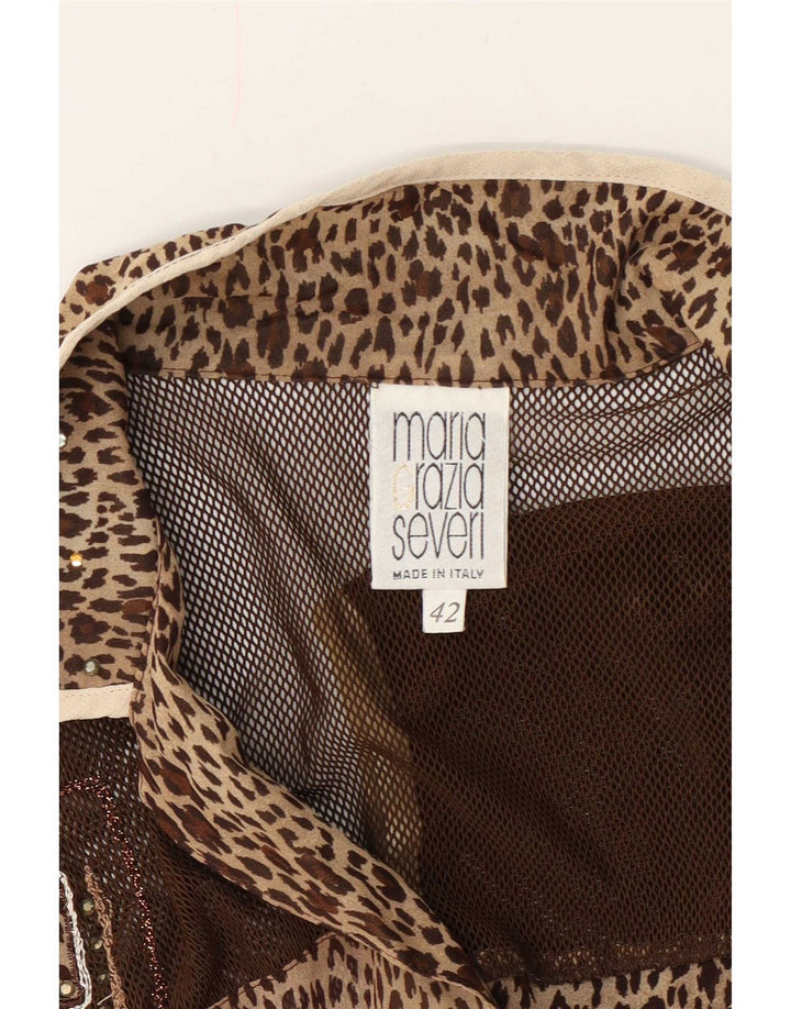 Maria Grazia Severi Dame Kortærmet Bluse IT 42 Medium Brun