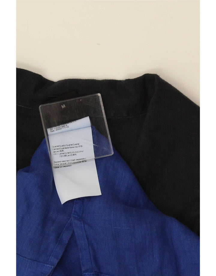 Hugo Boss Kortærmet Herreskjorte Medium Navy Blue Colourblock Linen
