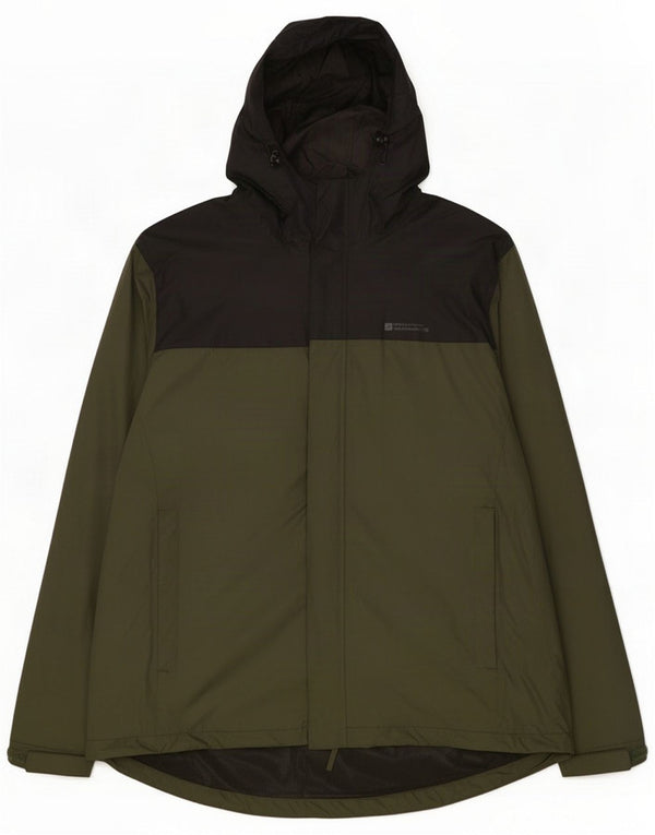 Mountain Warehouse Regnjakke med hætte til mænd UK 44 2XL Khaki Colourblock