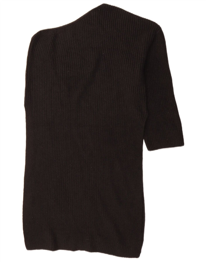 Zara Womens One Shoulder Jumper Dress UK 14 Medium Black Acryl