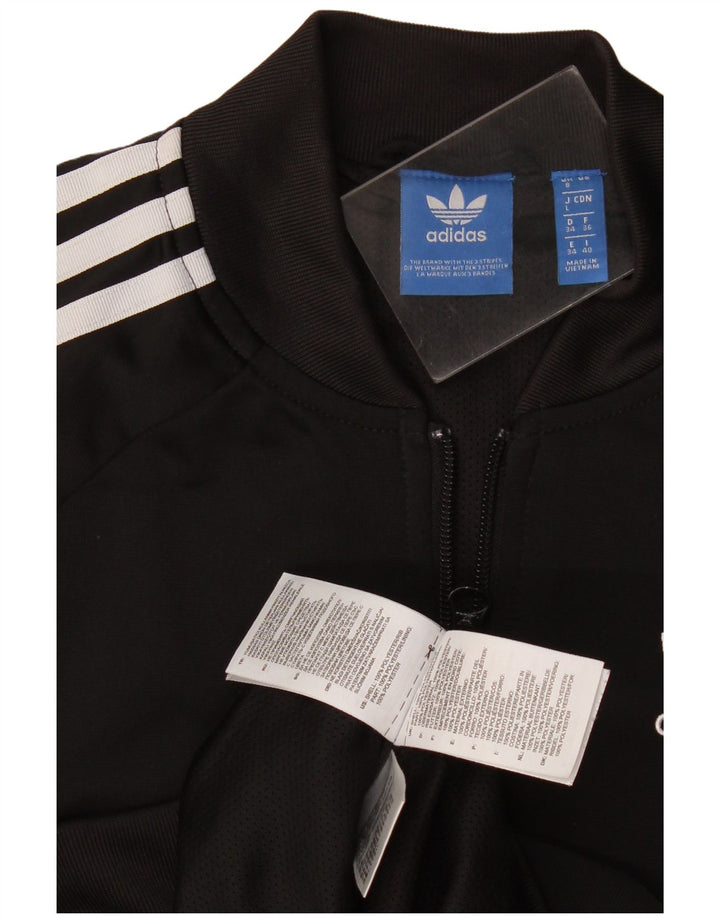 Adidas Dame Grafisk Træningsdragt Top Jacket UK 8 Lille Sort Polyester