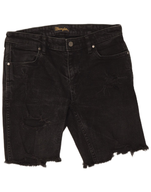 Wrangler Dames Distressed Denim Shorts W30 Medium Black Bomuld