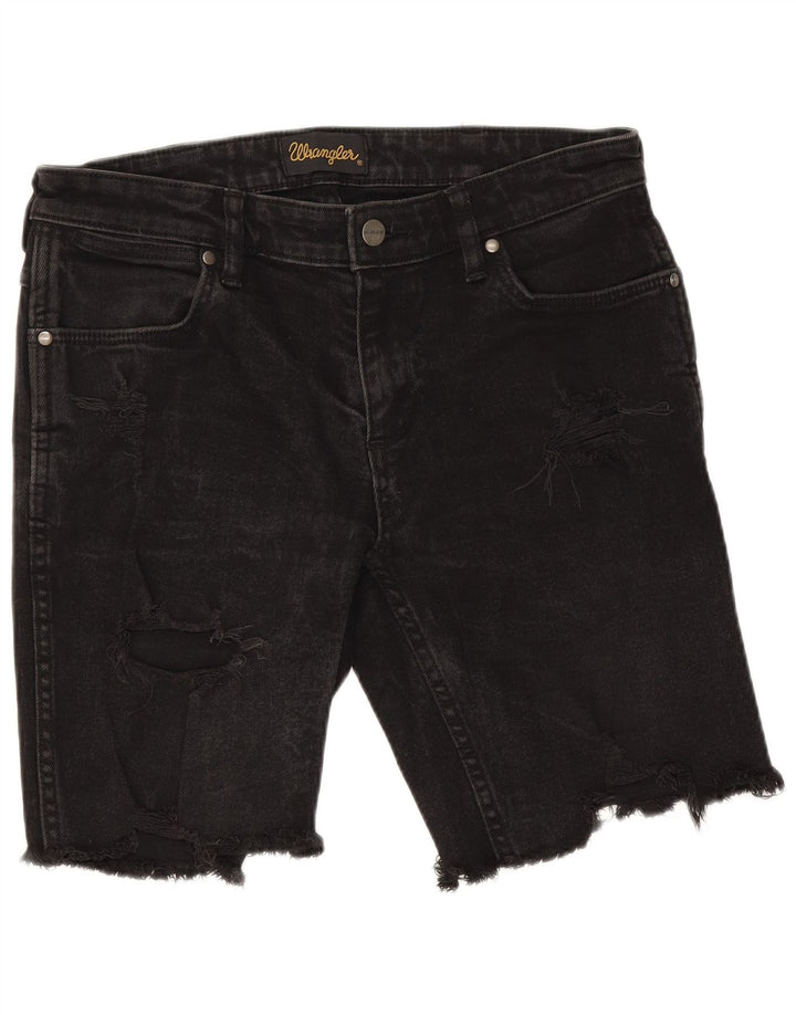Wrangler Dames Distressed Denim Shorts W30 Medium Black Bomuld