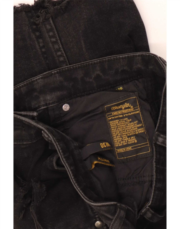 Wrangler Dames Distressed Denim Shorts W30 Medium Black Bomuld