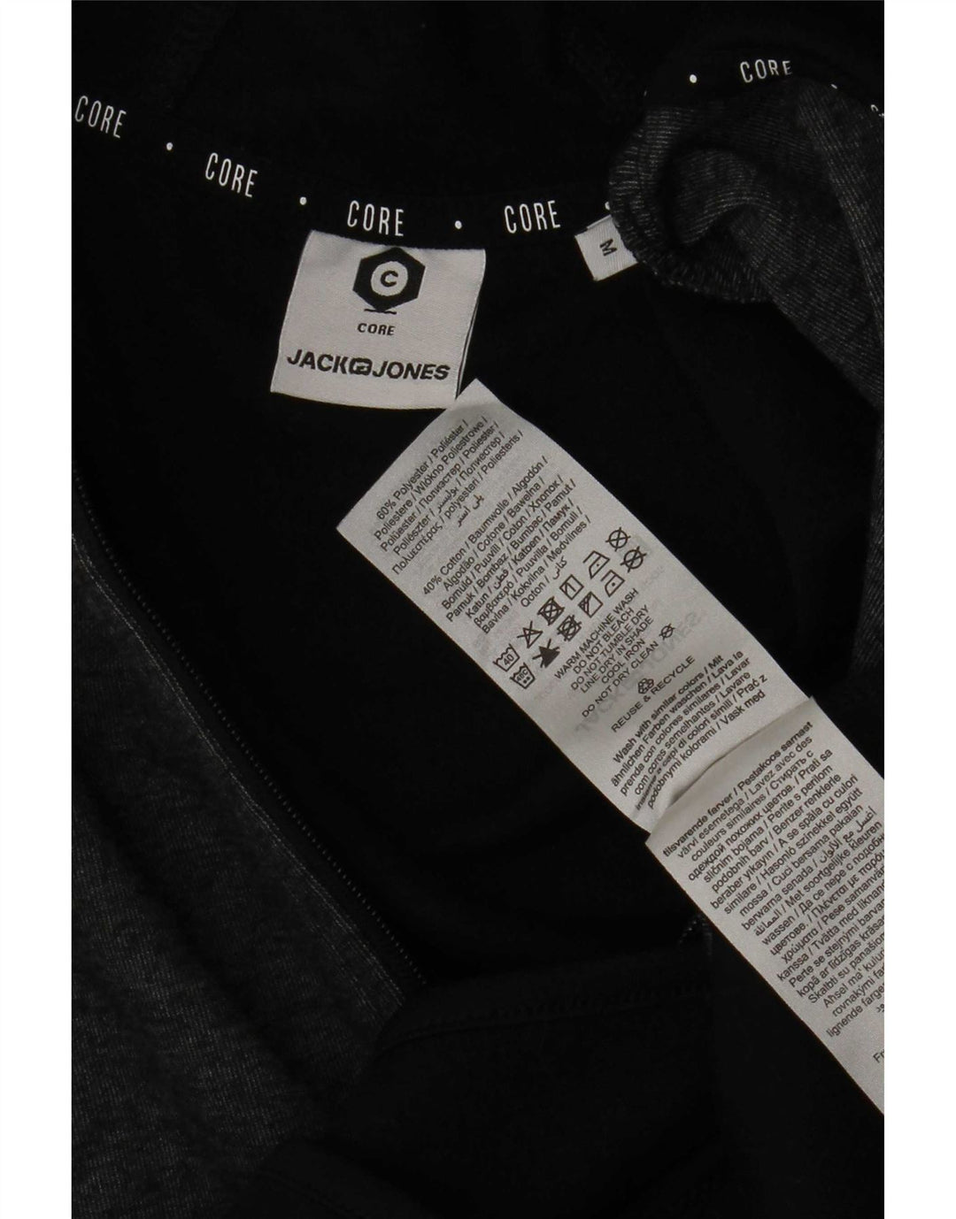Jack & Jones Hættetrøje med lynlås til mænd Medium Sort Colourblock Polyester